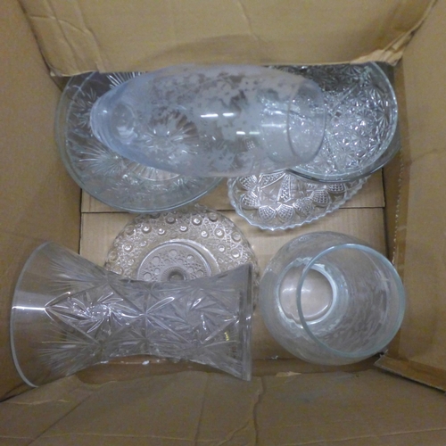 1098 - Four boxes of mixed crystal and glass, many bowls, vases, dishes, etc. **PLEASE NOTE THIS LOT IS NOT... 