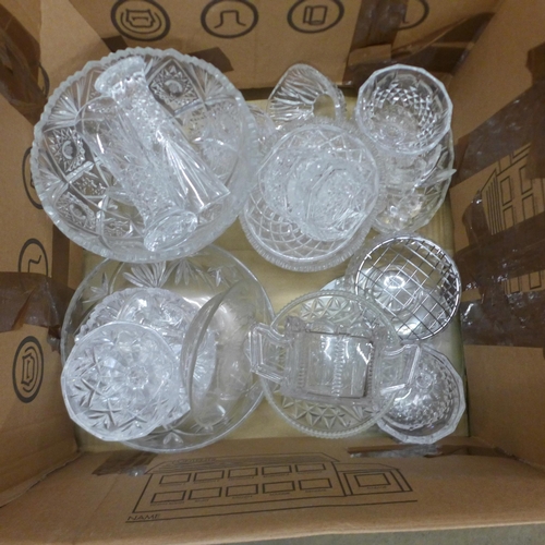 1098 - Four boxes of mixed crystal and glass, many bowls, vases, dishes, etc. **PLEASE NOTE THIS LOT IS NOT... 