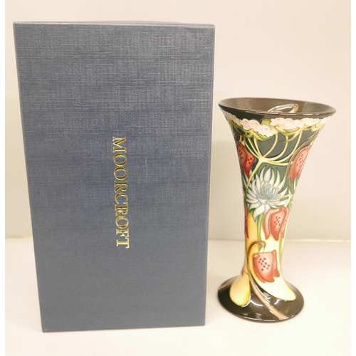 601 - A Moorcroft Debden Lane vase, 2009, signed Emma Bossons to the base, 21cm, boxed