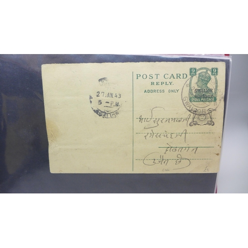 622 - Stamps; an album of postal history and postal stationery items from Indian States (46 items)