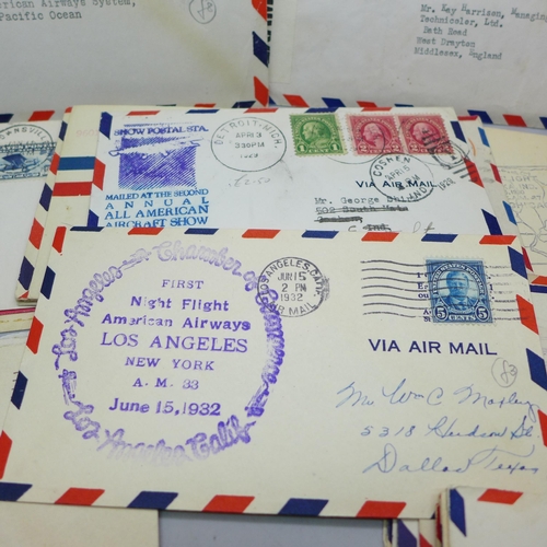 628 - Stamps; a packet of 63 items of USA postal history mainly in the form of flight covers, many of whic... 