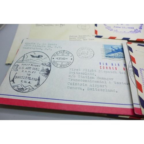 628 - Stamps; a packet of 63 items of USA postal history mainly in the form of flight covers, many of whic... 