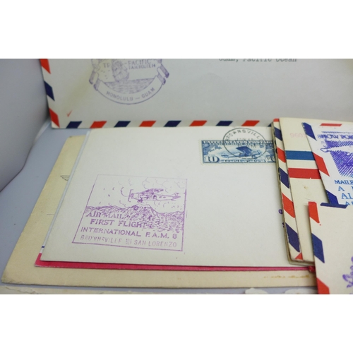 628 - Stamps; a packet of 63 items of USA postal history mainly in the form of flight covers, many of whic... 