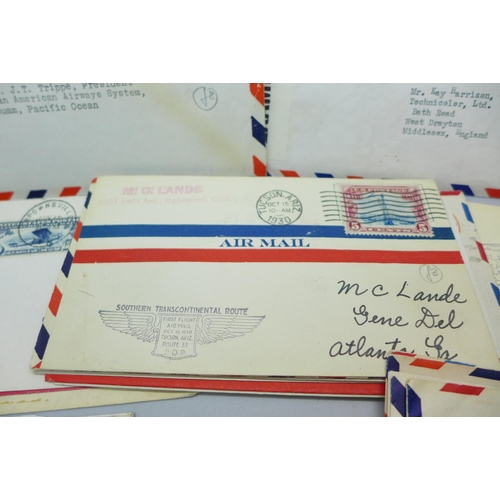 628 - Stamps; a packet of 63 items of USA postal history mainly in the form of flight covers, many of whic... 