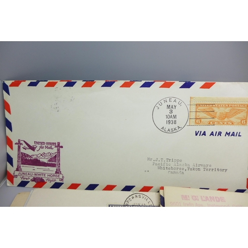 628 - Stamps; a packet of 63 items of USA postal history mainly in the form of flight covers, many of whic... 