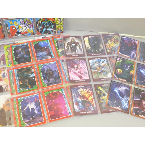 636 - Marvel Versus Collectors Cards and a collection of Marvel stickers and Ninja Turtles cards