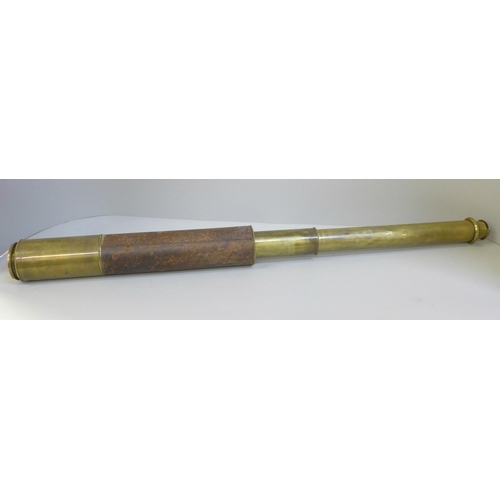 644 - An Alfred J. Natali & Co. mid 19th Century telescope, brass body and leather covered