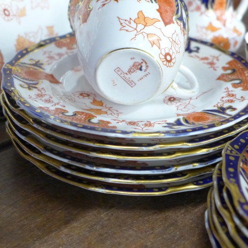 675 - An early 20th Century Royal Crown Derby Imari tea set, six setting, lacking sugar bowl, registration... 