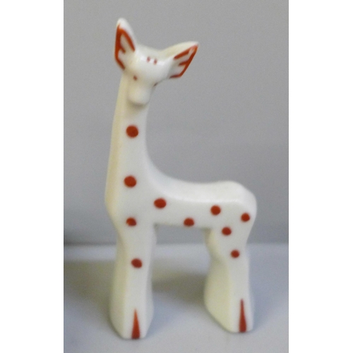 680 - A San Marino pottery wall plaque and one other, five pin dishes and a small model giraffe