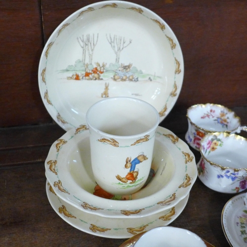 686 - Royal Doulton Bunnykins bowl, dish, plate and mug, Spode, Wedgwood, Royal Copenhagen and Royal Worce... 