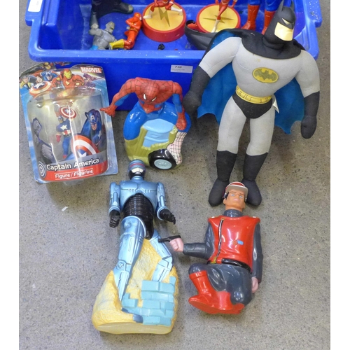 710 - Film and TV related action figures including Batman, Spiderman and Captain America