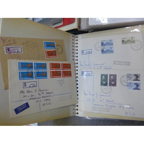 715 - A collection of stamps; British presentation packs, assorted covers, two Stamp of the World album bo... 