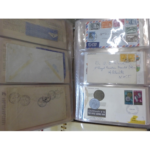 715 - A collection of stamps; British presentation packs, assorted covers, two Stamp of the World album bo... 