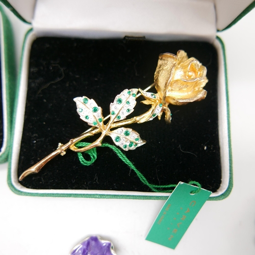 Two cased Carven Paris brooches and assorted costume jewellery