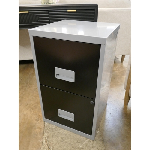 1398 - A metal two drawer locking domestic filing cabinet with keys