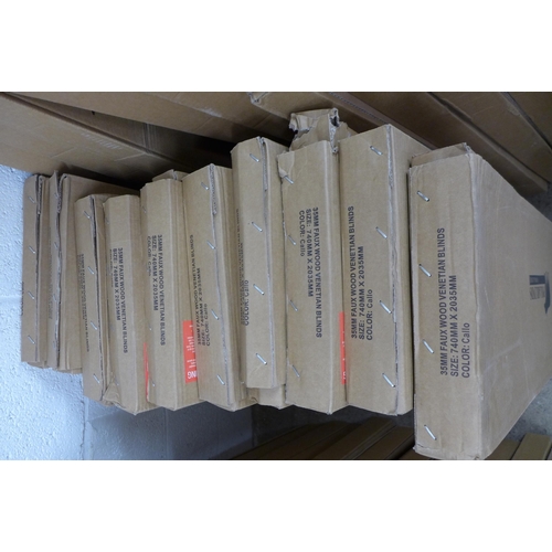 2244 - Ten boxed Polablinds 35mm faux wood Venetian blinds 740 X 2035mm - colour: Callo  * This lot is subj... 