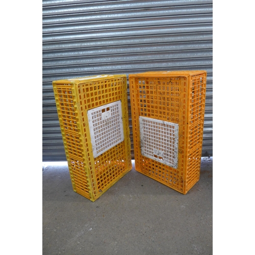 2336 - Two plastic poultry transportation crates 96 x 56 x 28cm