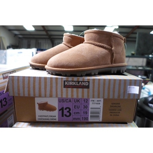 3024 - 2 x Pairs of children's Kirkland Signature chestnut coloured Shearling boots - UK size C12 * this lo... 