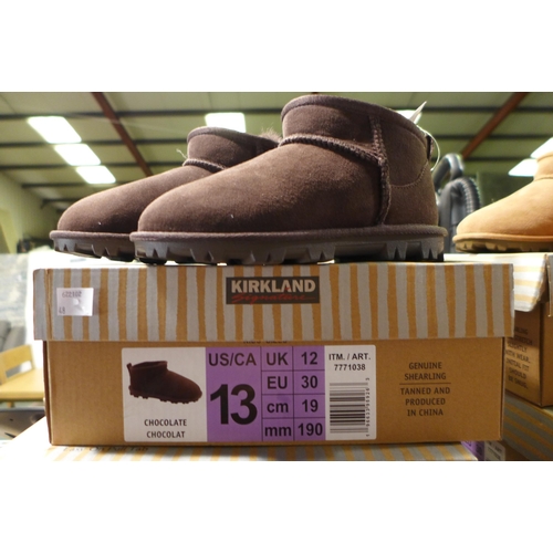 3028 - 2 x Pairs of children's Kirkland Signature chocolate coloured Shearling boots - UK size C12 * this l... 