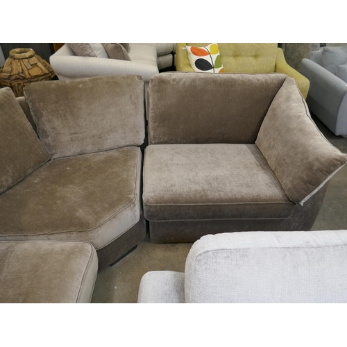 1437 - A Barker and Stonehouse copper velvet corner sofa incorporating leg rest RRP £3295