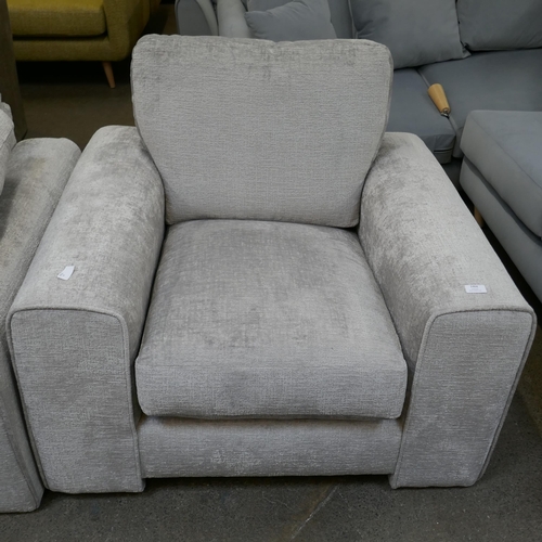 1442 - A pewter velvet small armchair