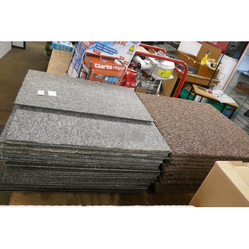 2348 - A large quantity of brown and grey 50cm x 50cm square carpet tiles