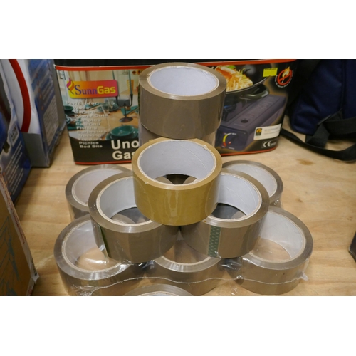 2371 - A tape dispenser and 12 rolls of parcel tape