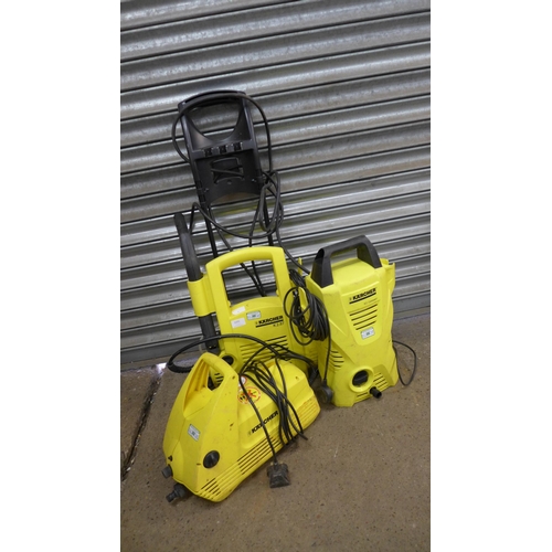 2201 - 7 assorted Karcher jet washers including K2 Compact, K2.97, Karcher 232, K2.87 etc.