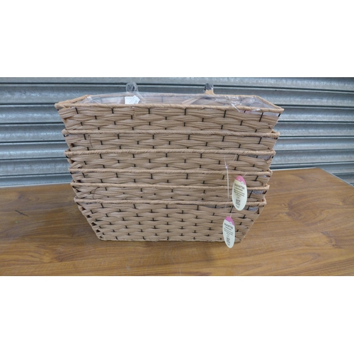 2217 - 6 Faux rattan hanging basket/fence top planters