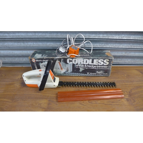 2224 - A Black & Decker anytime anywhere shrub and hedge trimmer (No. 8184-08) and a lithium rechargeable g... 