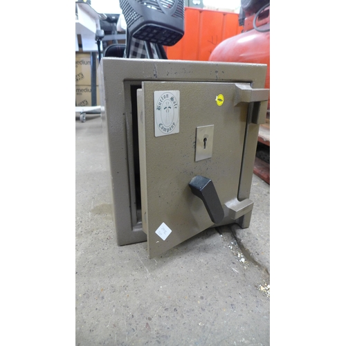 2260 - A Burton safe company 36cm X 36cm X 40cm floor safe with key