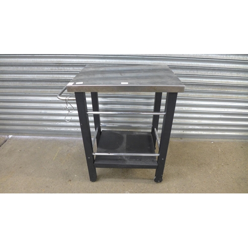 2263 - A stainless steel kitchen island prep table - approximately 50cm x 65cm