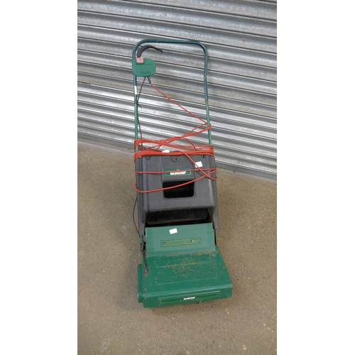 2272 - A Qualcast RE35 lawn raker with collector - W and a Flymo Pac a Mow electric lawn mower- W