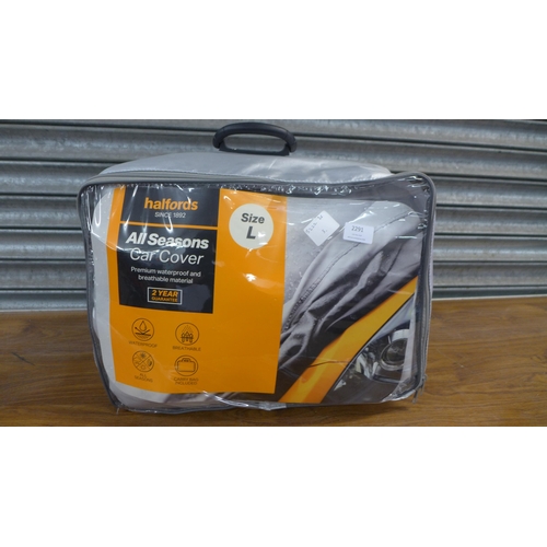 2291 - A Halfords All Seasons waterproof and breathable car cover - size L