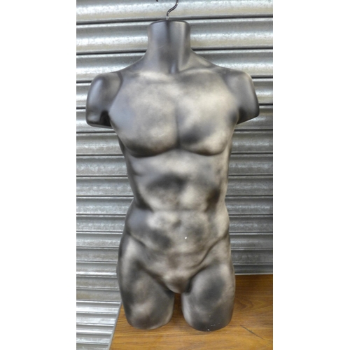 2301 - Four shop display hanging male torso mannequins