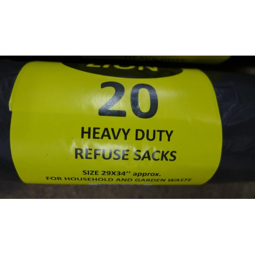 2304 - 10 Rolls of 20 heavy duty 29 x 34” approx. refuse sacks