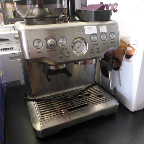 3043 - Sage Pump Barista Express Coffee Machine  original RRP £449.99 + VAT (321-3) *This lot is subject to... 