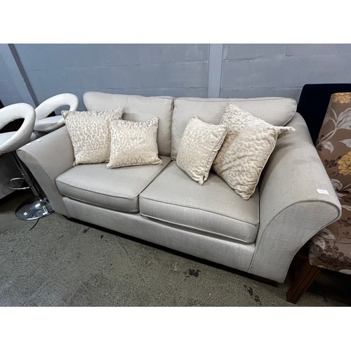 1523 - Oatmeal weave three seater sofa