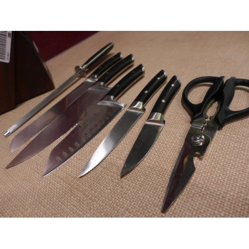 3092 - Cangshan Acacia Block & Knife Set (one damaged knife) (321-259) *This lot is subject to VAT