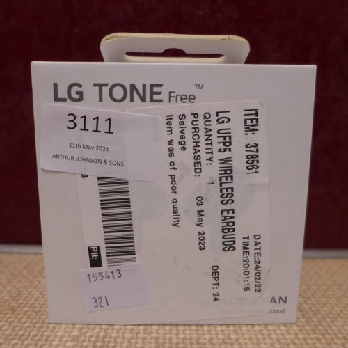 3111 - LG Tone Free Up5 Wireless Earbuds (321-241) *This lot is subject to VAT