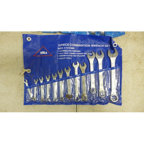 2037 - Two Hilka Tools spanner sets, 8 piece 20mm-4mm ring spanners and 12 piece combination set * this lot... 