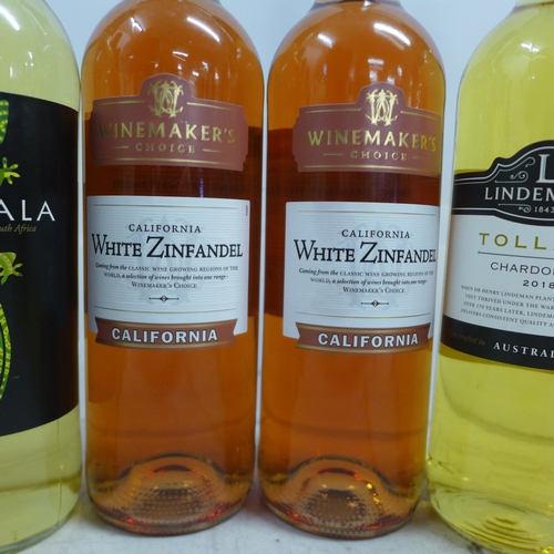 2065 - 9 Bottles of wine and 3 bottles of spirits - two wine makers choice 95cl, white Zinfandel, two Linde... 