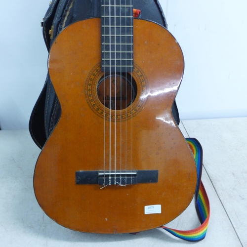 2079 - Am Almeria BM Spanish acoustic guitar with case and a Freshman acoustic guitar