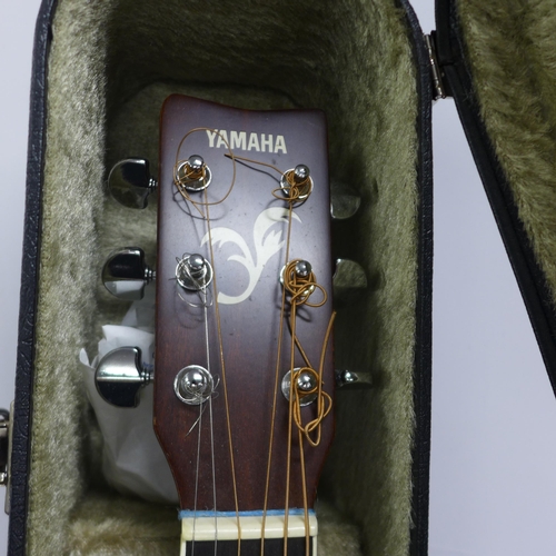 2080 - A Yamaha FG-420LA acoustic guitar with a protective hard case and one other acoustic guitar with gui... 