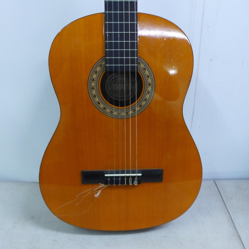 2080 - A Yamaha FG-420LA acoustic guitar with a protective hard case and one other acoustic guitar with gui... 