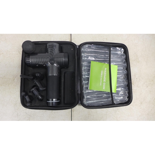 2089 - A brushless High-Torque rechargeable massage gun, six attachments and protective case