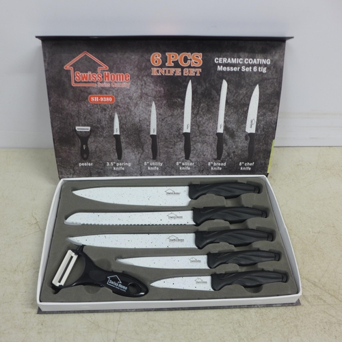 2098 - A Swiss Home 6 piece ceramic coated knife set