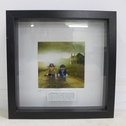 2104 - A limited edition 6/20 The Walking Dead Lego framed print by Brick Art Ltd.