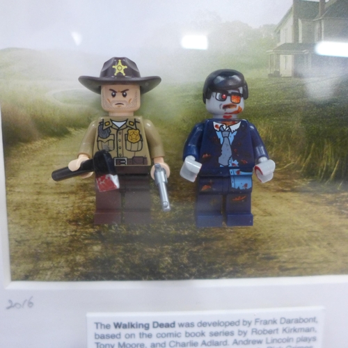 2104 - A limited edition 6/20 The Walking Dead Lego framed print by Brick Art Ltd.