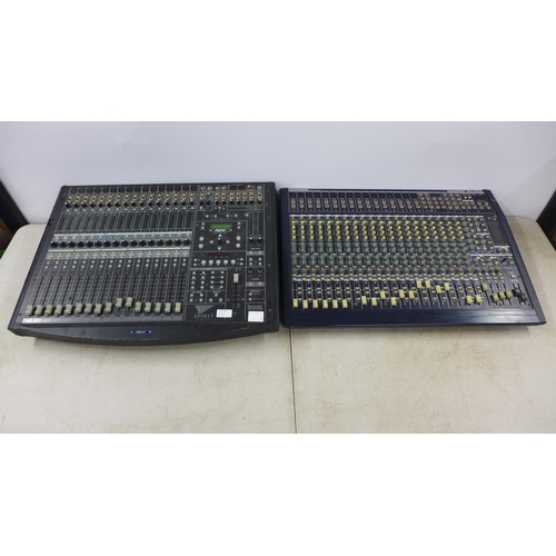 2110 - A Behringer Eurodesk MX2442A mixing desk and a digital Three Two Eight Soundcraft Lexicon Digital Ef... 